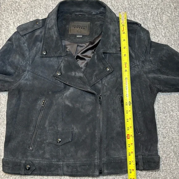 Blank NYC Women’s Suede Moto Jacket Asymmetrical Zip Soft Black Onyx Size L - Picture 11 of 14